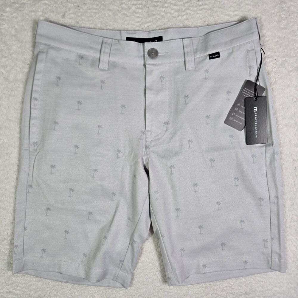 Travis Mathew Resort To This Golf Shorts Mens 30 Gray Palm Tree Print NEW
